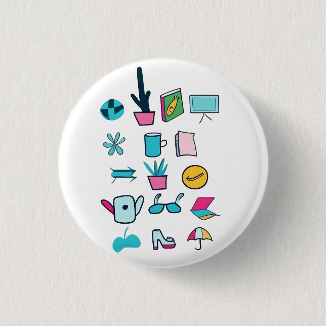  Colourful Abstract Icons Featuring Everyday Items 3 Cm Round Badge (Front)