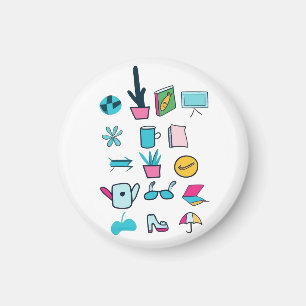  Colourful Abstract Icons Featuring Everyday Items Magnet
