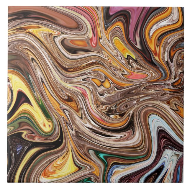 Colourful Abstract in Fluid Style Tile (Front)