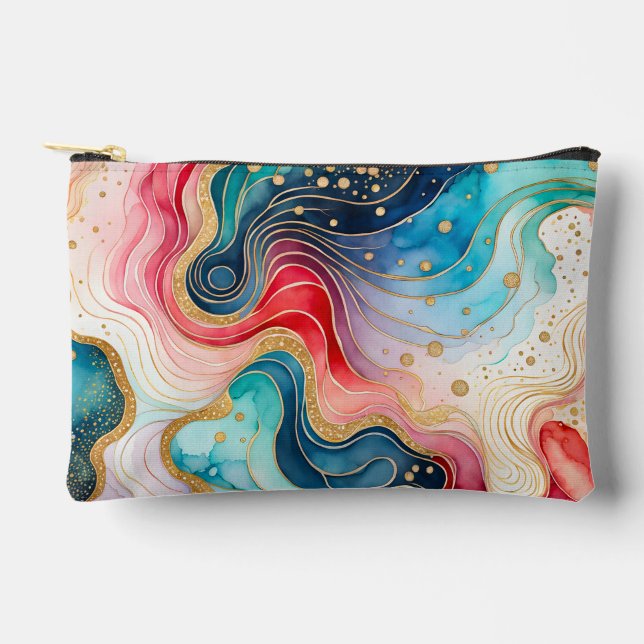 Colourful Abstract Ink Art Accessory Bag (Front)