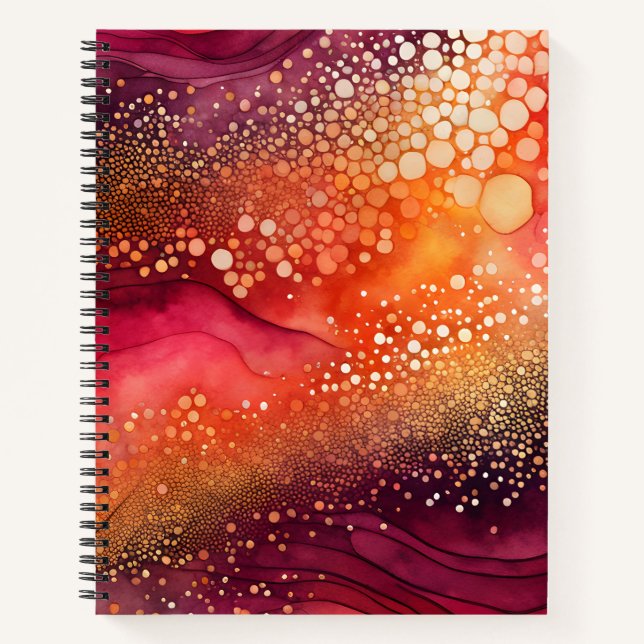 Colourful Abstract Ink Art Spiral Notebook (Front)