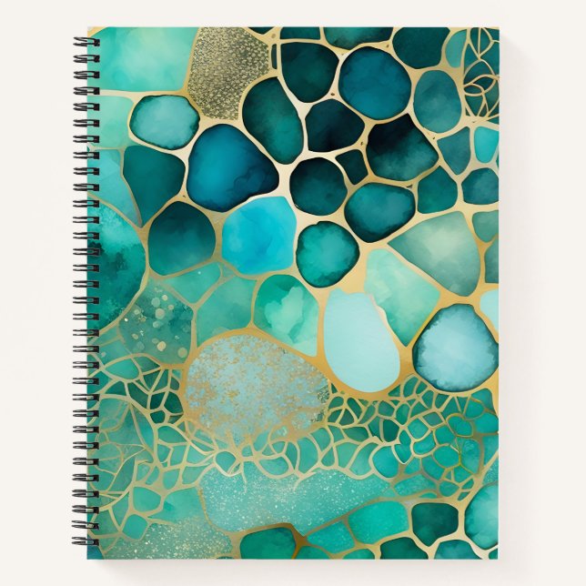 Colourful Abstract Ink Art Spiral Notebook (Front)