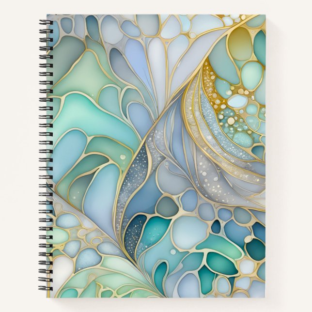 Colourful Abstract Ink Art Spiral Notebook (Front)