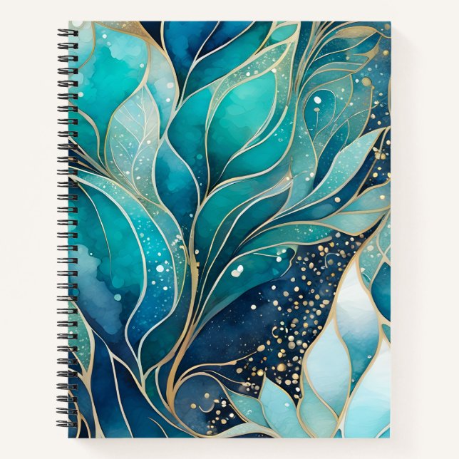 Colourful Abstract Ink Art Spiral Notebook (Front)