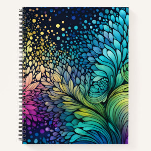 Colourful Abstract Ink Art Spiral Notebook