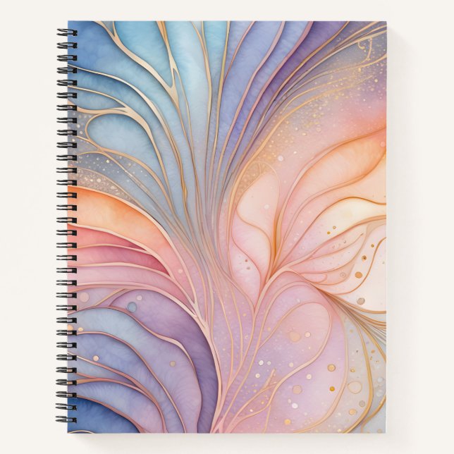 Colourful Abstract Ink Art Spiral Notebook (Front)