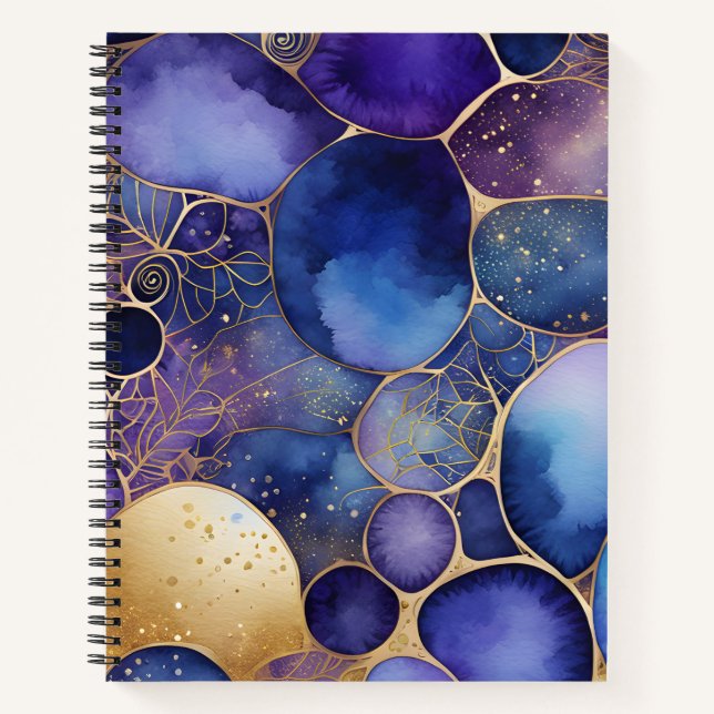 Colourful Abstract Ink Art Spiral Notebook (Front)