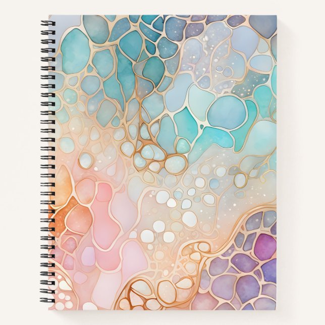 Colourful Abstract Ink Art Spiral Notebook (Front)