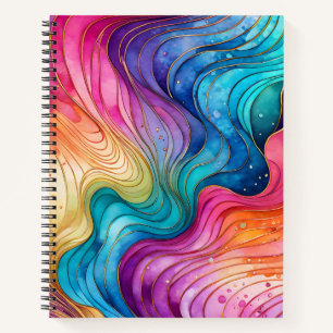 Colourful Abstract Ink Art Spiral Notebook