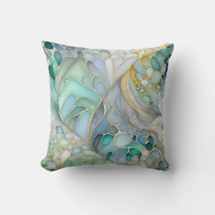 Colourful Abstract Ink Art Square Throw Pillow