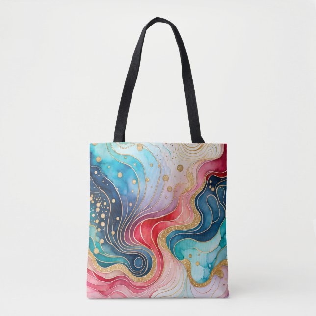 Colourful Abstract Ink Art Tote Bag (Front)