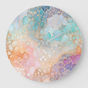 Colourful Abstract Ink Art Wall Clock