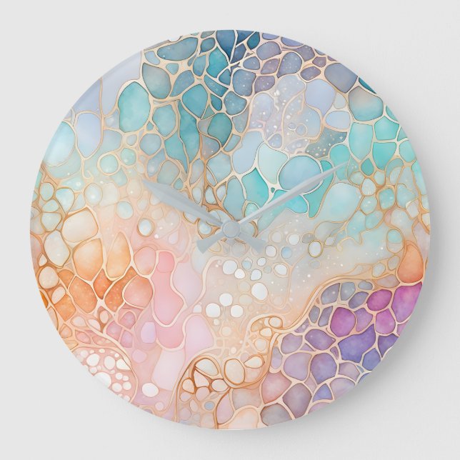 Colourful Abstract Ink Art Wall Clock (Front)