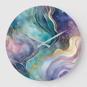 Colourful Abstract Ink Art Wall Clock