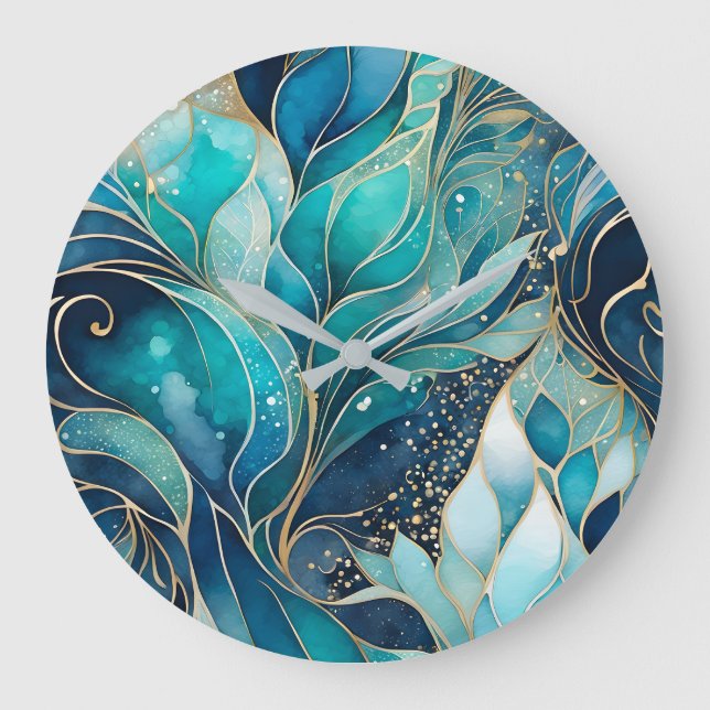 Colourful Abstract Ink Art Wall Clock (Front)