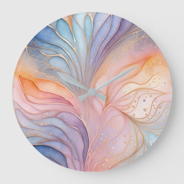 Colourful Abstract Ink Art Wall Clock (Front)
