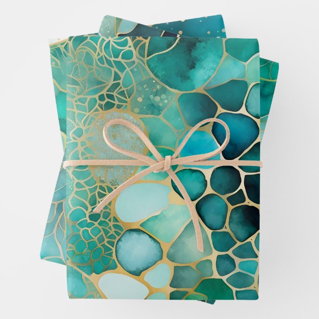 Colourful Abstract Ink Art Wrapping Paper Sheets (In situ)