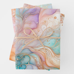 Colourful Abstract Ink Art Wrapping Paper Sheets
