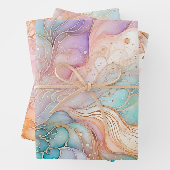 Colourful Abstract Ink Art Wrapping Paper Sheets (In situ)