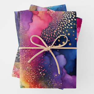 Colourful Abstract Ink Art Wrapping Paper Sheets