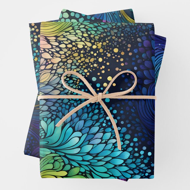 Colourful Abstract Ink Art Wrapping Paper Sheets (Creator Uploaded)