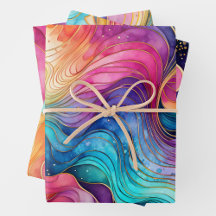 Colourful Abstract Ink Art Wrapping Paper Sheets