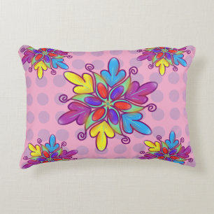 Colourful Abstract Kaleidoscope Flower Pattern Decorative Cushion