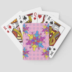 Colourful Abstract Kaleidoscope Flower Pattern Playing Cards
