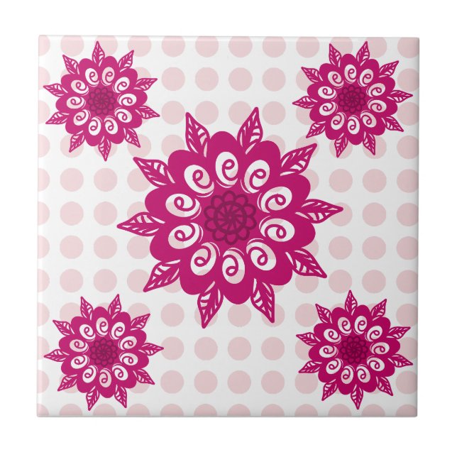 Colourful Abstract Kaleidoscope Flower Pattern Thr Tile (Front)