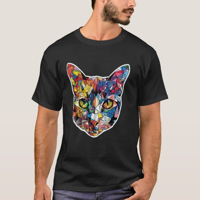 Colourful Abstract Kitten Cute Geometry Polygon Ca T-Shirt (Front)