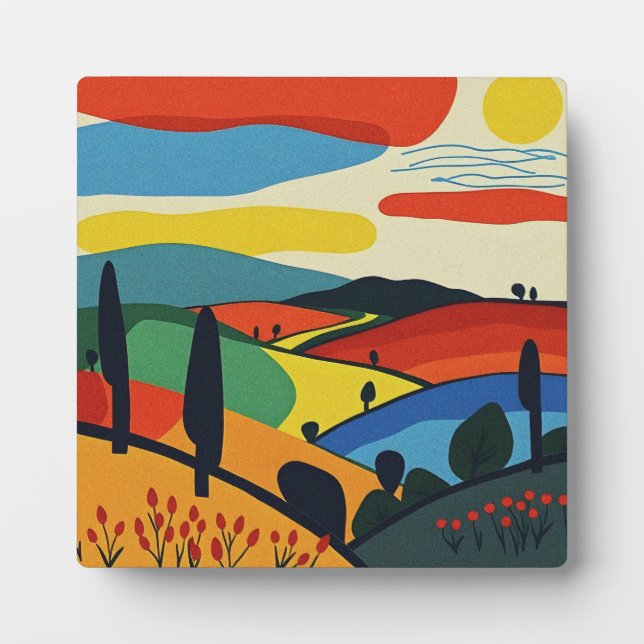 Colourful Abstract Landscape Art Plaque (Front)