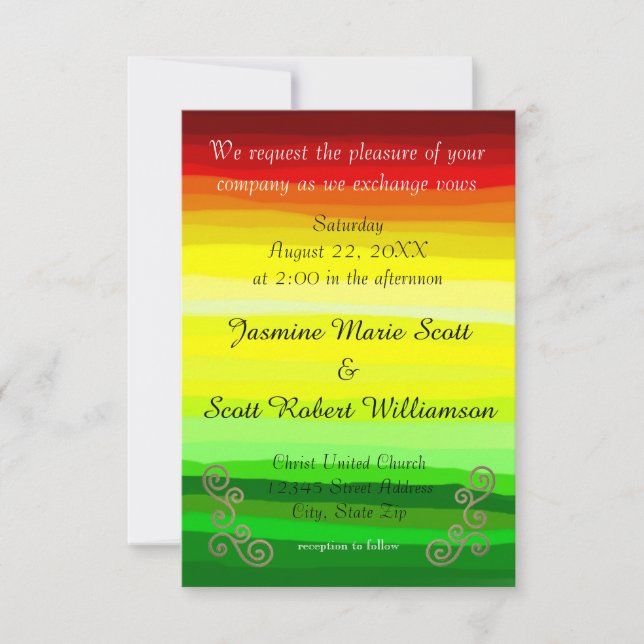 Colourful Abstract Lansdscape-3x5Wedding Invitatio Invitation (Front)