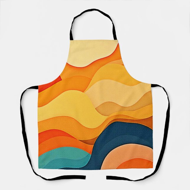 Colourful Abstract Layered Waves  Apron (Front)
