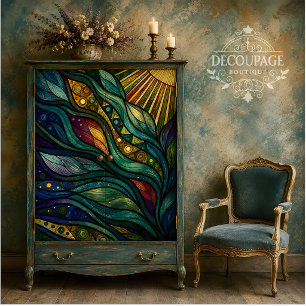 Colourful Abstract Leaf Art Decoupage Tissue Paper