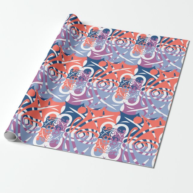 Colourful Abstract LEAF Pattern  Wrapping Paper (Unrolled)