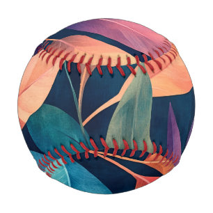 Colourful Abstract Leaves Baseball