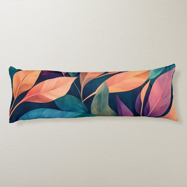 Colourful Abstract Leaves Body Cushion (Back)