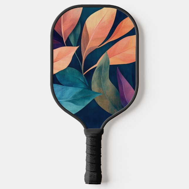 Colourful Abstract Leaves Pickleball Paddle (Back)