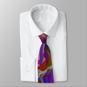 Colourful Abstract Leaves Purple Green Blue Red Tie
