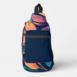 Colourful Abstract Leaves Sling Bag