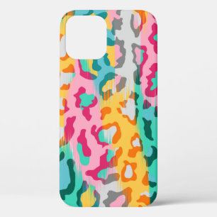 Colourful Abstract leopard animal skin background. iPhone 12 Case