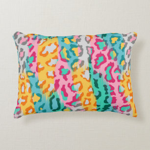 Colourful Abstract leopard animal skin background. Decorative Cushion