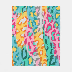 Colourful Abstract leopard animal skin background. Fleece Blanket