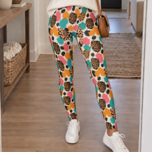 Colourful Abstract Leopard Print Leggings