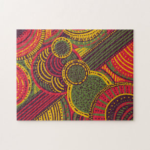 Colourful Abstract Lines Pink Purple Yellow Gree Jigsaw Puzzle