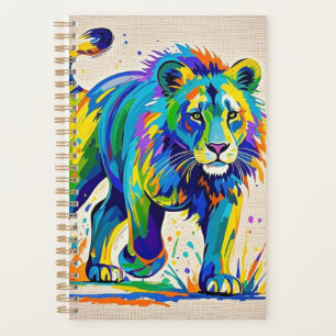 Colourful abstract Lion animal art design Planner