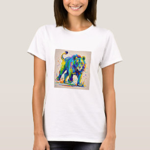 Colourful abstract Lion animal art design T-Shirt