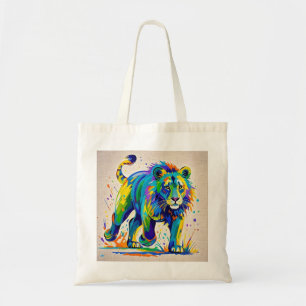 Colourful abstract Lion animal art design Tote Bag