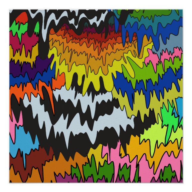 Colourful Abstract Liquid Drip Bold Stripe Modern Poster (Front)