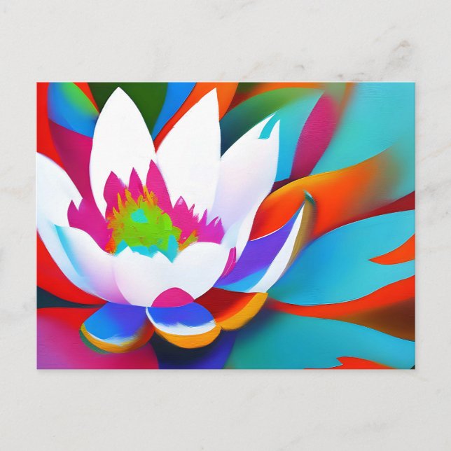 Colourful Abstract lotus flower Postcard (Front)